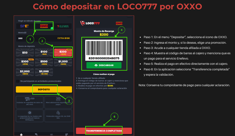 Cómo depositar en Loco777 por OXXO